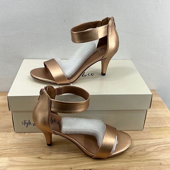 Style & Co Paycee Two-Piece Dress Sandals- Rose Gold Shine- Various Sizes - Picture 1 of 7